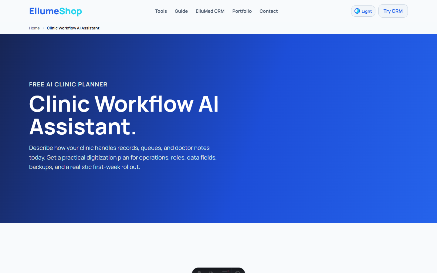 Clinic Workflow AI Assistant planning tool