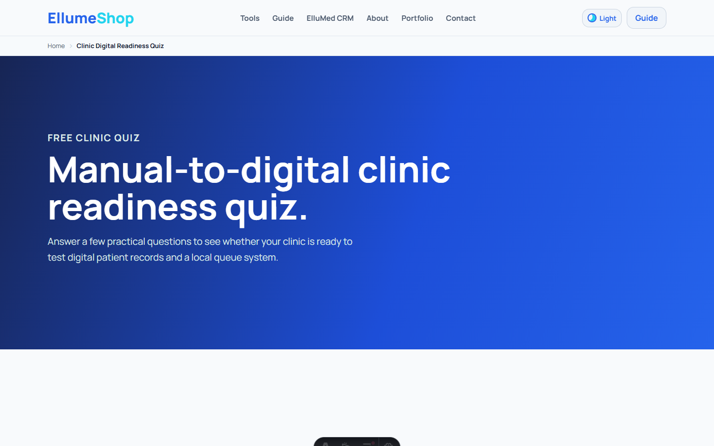 Clinic Digital Readiness Quiz interface